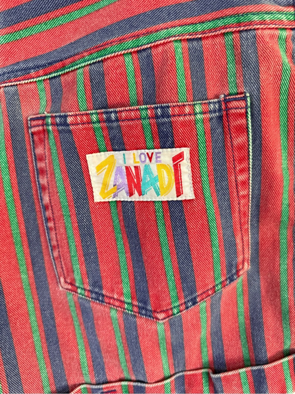 Vintage Striped Denim Shorts High Rise Novelty 90s Retro - Picture 4 of 9